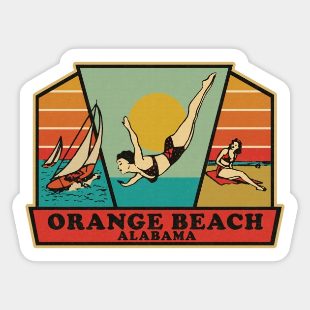 Vintage Orange Beach Alabama Travel Decal Sticker by anchorandhope